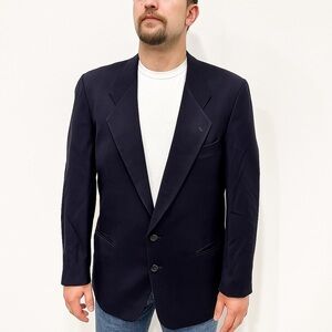 Vintage Mani Giorgio Armani Navy Blazer Jacket Wool Classic 43R Formal Evening